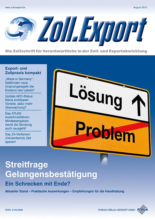 Ausgabe August 2012 Gelangensbestätigung