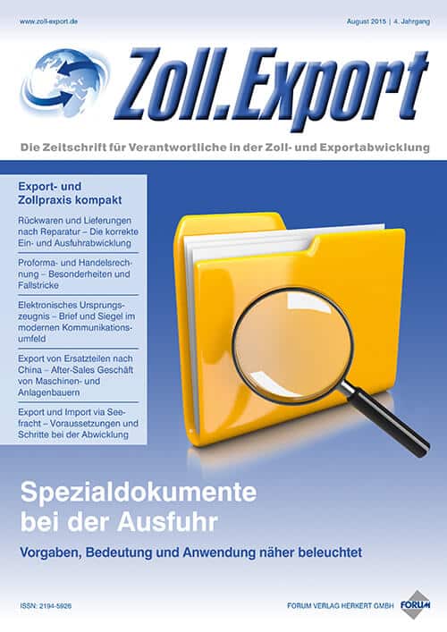 Ausgabe August 2015 Spezialdokumente Ausfuhr