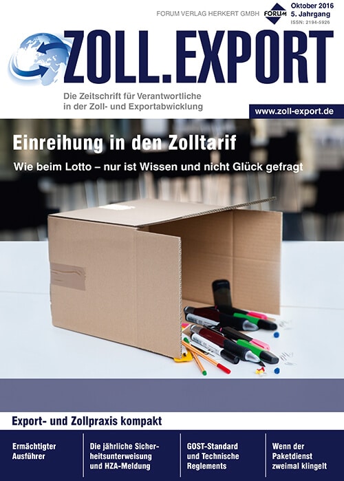 Ausgabe Oktober 2016 Einreihung Zolltarif